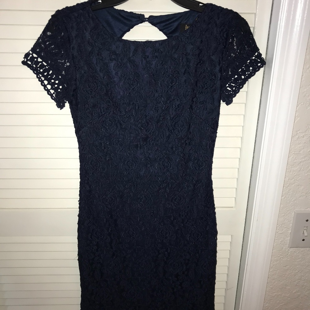 Laundry Navy Blue Lace Dress Cut Out Back